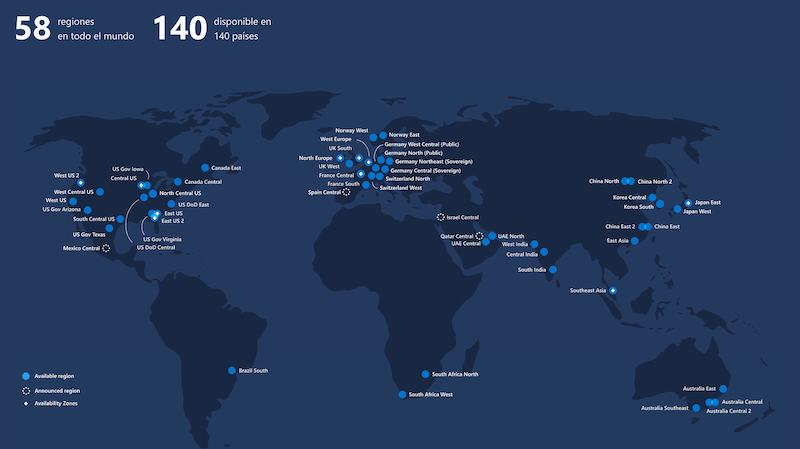 Las Regiones de Microsoft Azure en abril de 2020