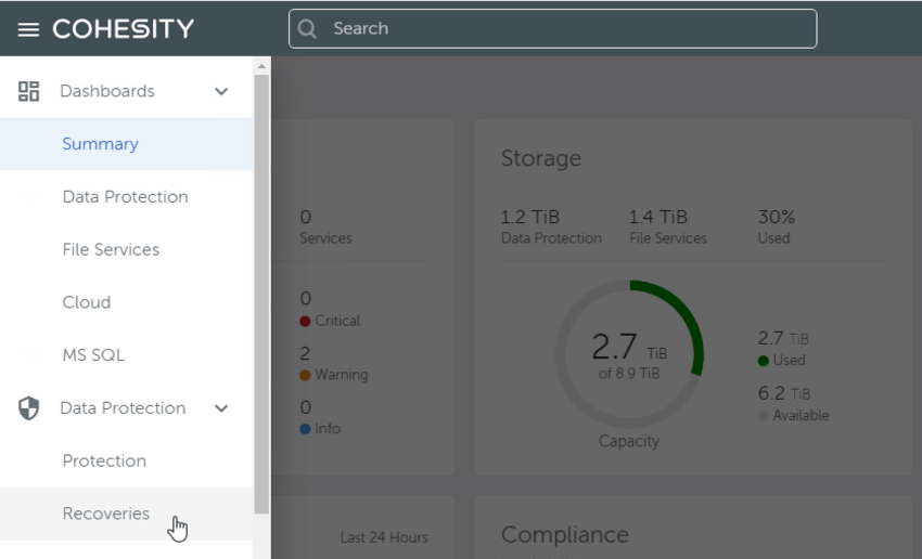 Restaurar un backup de Cohesity