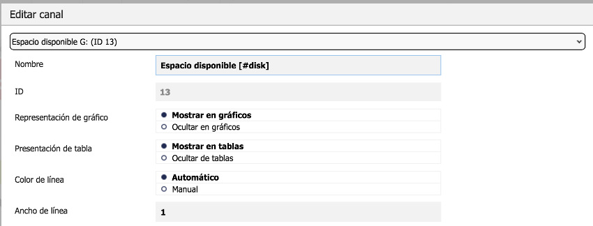 editar canal en PRTG
