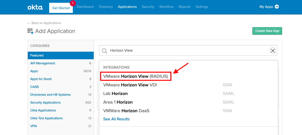 Integración MFA de OKTA con Horizon